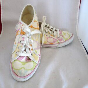Coach Barret Multicolor C Logo Sneakers pink pastels 9 B C lace low